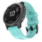 Silicone watch band for Garmin smartwatch, turquoise blue with adjustable clasp