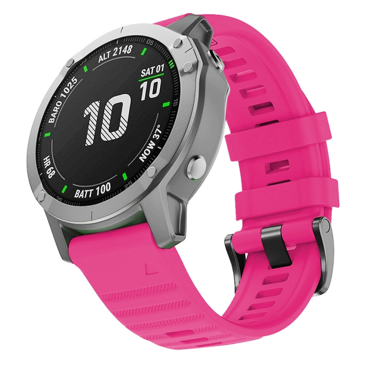 Silicone watch band for Garmin smartwatch, bright pink with adjustable clasp