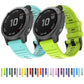 Silicone watch band for Garmin Fenix 7/7X, light blue and lime green silicone straps.