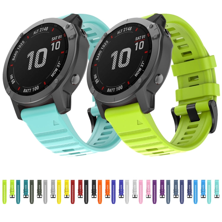 Silicone watch band for Garmin Fenix 7/7X, light blue and lime green silicone straps.