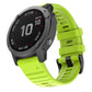 Silicone watch band for Garmin smartwatch, bright lime green with adjustable clasp