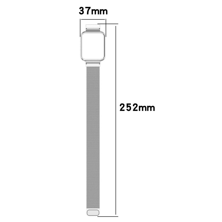 Milanese metal mesh watch strap with quick-release clasp, dark finish