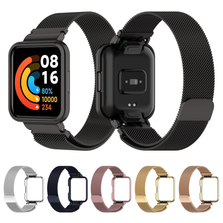 Milanese metal mesh watch bands in assorted colors, with square clasp ends