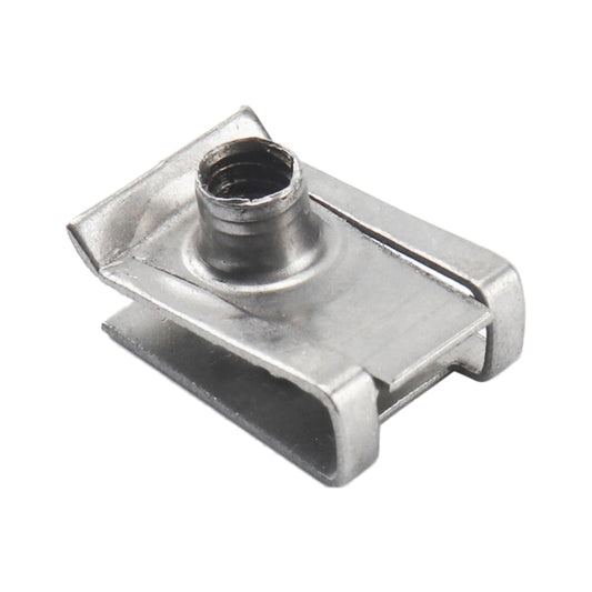 Galvanized B-shaped clip nut with threaded hole and spring clip base