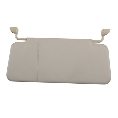 Light gray adjustable car sun visor with two mounting brackets and stitched center seam