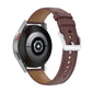 20mm leather watch strap with metal buckle and stitched holes, deep mauve/purple