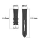 20mm leather watch strap layout diagram with metal buckle and hole spacing