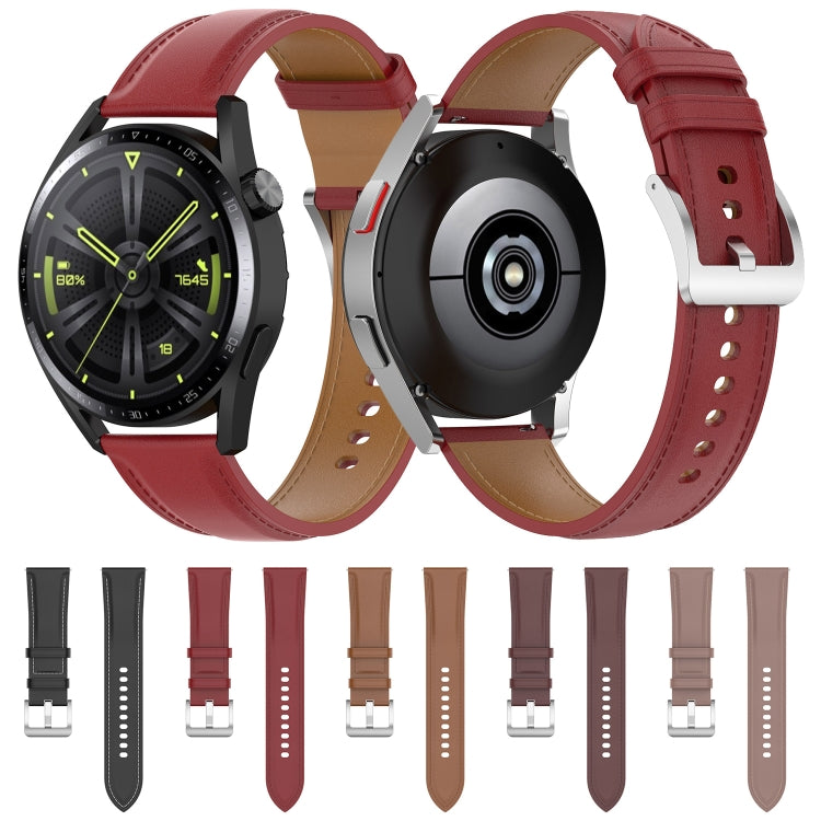 Assorted leather watch straps set in multiple colors with silver buckles.