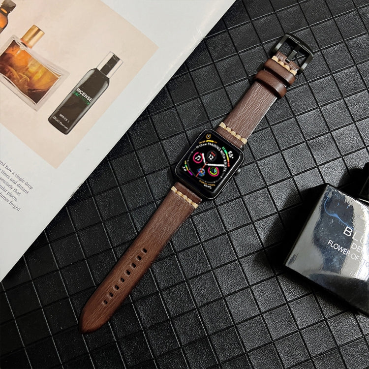 Genuine Leather Watchband For Apple Watch Series, 7 41mm / 6&SE&5&4 40mm / 3&2&1 38mm, 7 45mm / 6&SE&5&4 44mm / 3&2&1 42mm