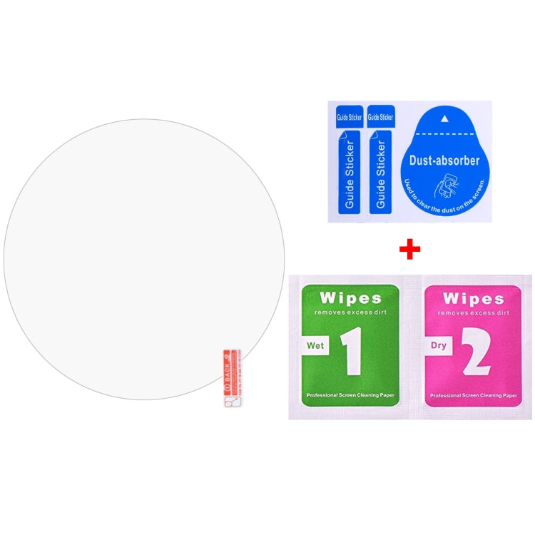 Screen protector kit: dust absorber, guide stickers, and wet/dry cleaning wipes