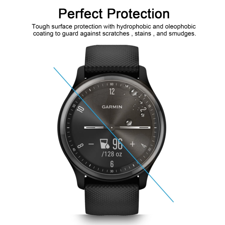 Tempered glass screen protector film for Garmin smartwatch with hydrophobic coating