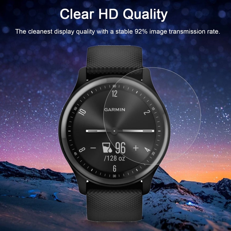 Tempered glass screen protector film for Garmin smartwatch, clear HD display coverage