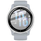 Clear screen protector film for round smartwatch on light gray silicone band