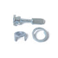 Car door lock repair cylinder components: metal pin, round retaining ring, and two clips