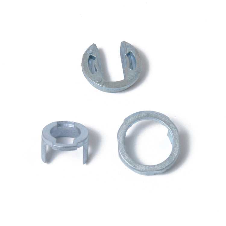 Car door lock cylinder repair kit with two U-shaped clips and a round retaining ring