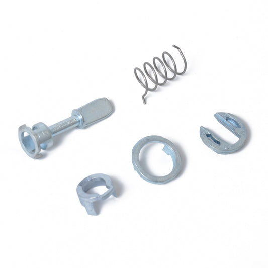 Car door lock cylinder repair kit with metal pin, spring, retaining ring, and clips