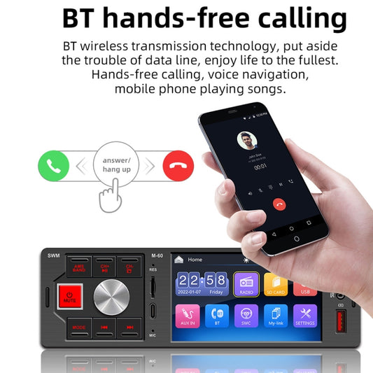 Car Bluetooth MP5 head unit with hands-free call controls and phone call UI