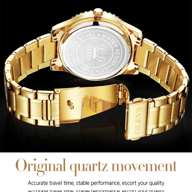 Gold-tone stainless steel watch with round back and segmented link bracelet