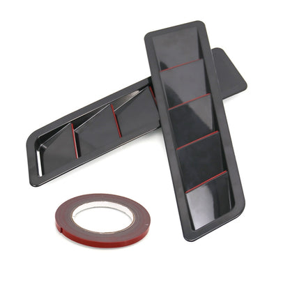 Black hood vent louver trim panels set with red mounting tape roll