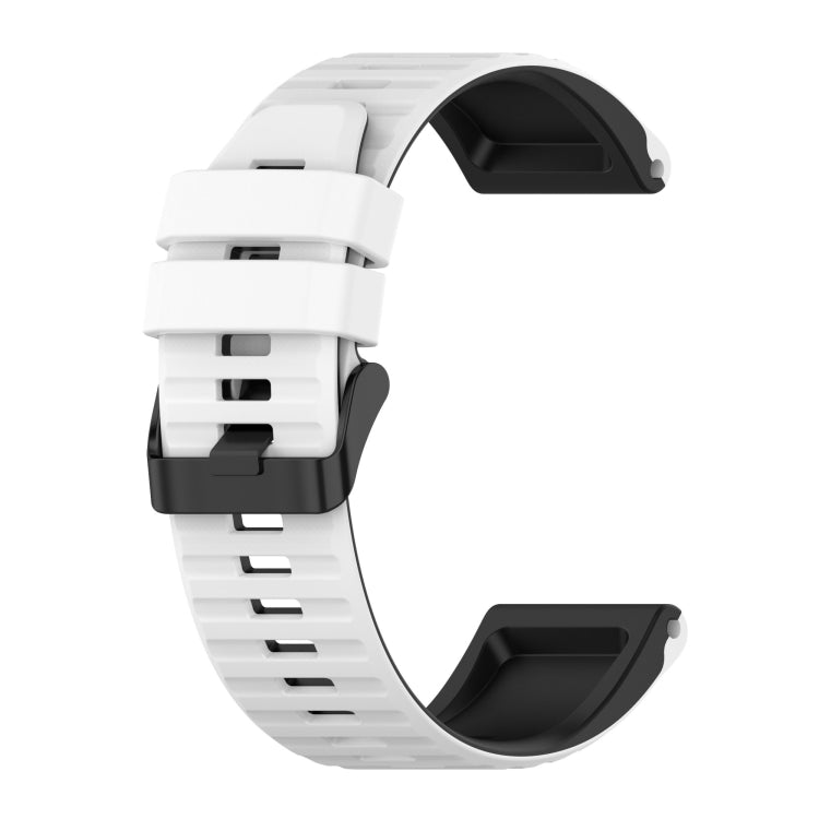 Two-tone silicone watch band with white strap and black inner buckle