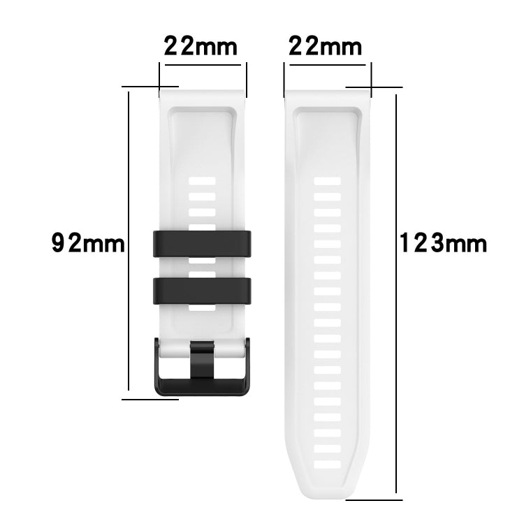 Black and white silicone watch band dimensions: 22mm width, 92mm/123mm lengths