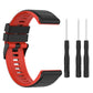 Two-tone silicone watch band with red strap and black underside, plus pins