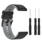 Two-tone silicone watch strap, gray and black, with spring bar pins