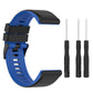 Two-tone silicone watch strap, blue and black, with spring bar pins