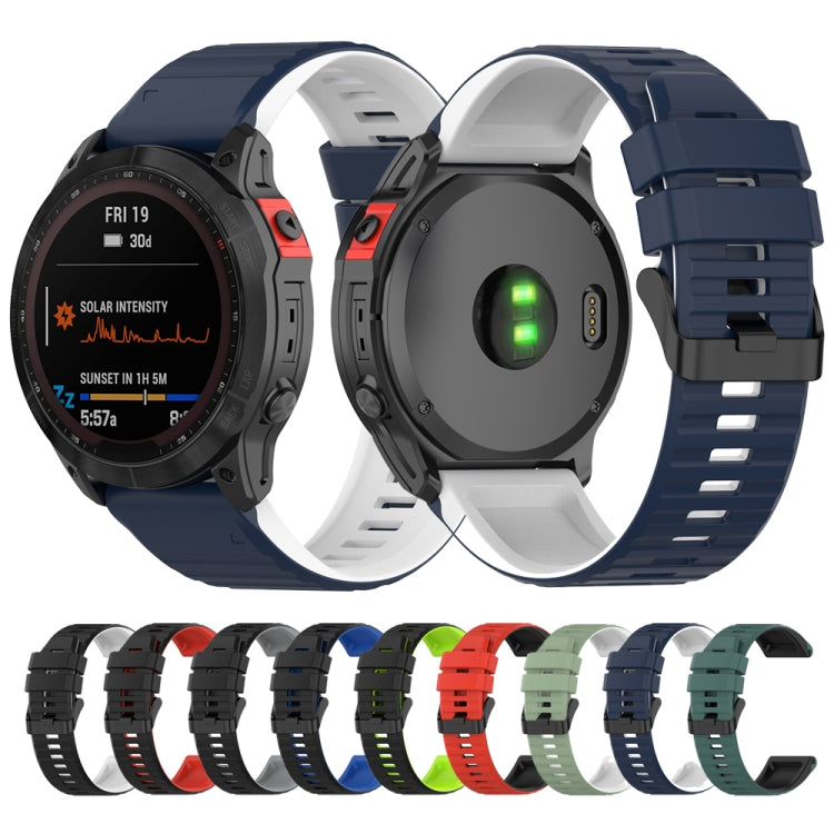 Two-tone silicone watch bands assortment in multiple colors with a smartwatch display