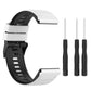 Two-tone silicone watch band, black and white, with metal spring bar pins