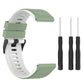 Two-tone silicone watch band, light green and white, with metal spring bar pins