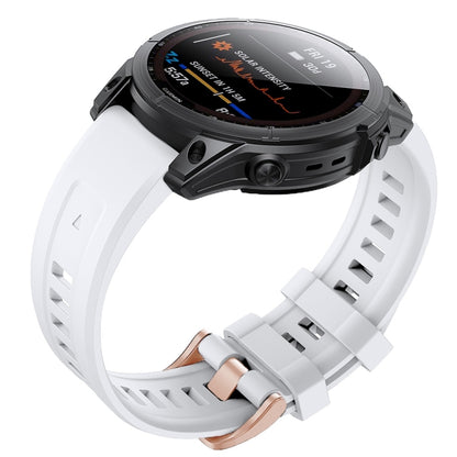 White silicone watch band with rose-gold buckle for Garmin Fenix 7S