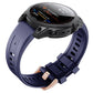 Dark blue silicone watch band with rose-gold buckle, for Garmin smartwatch