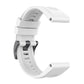 White silicone watch band with quick-release clasp and adjustment holes, side view