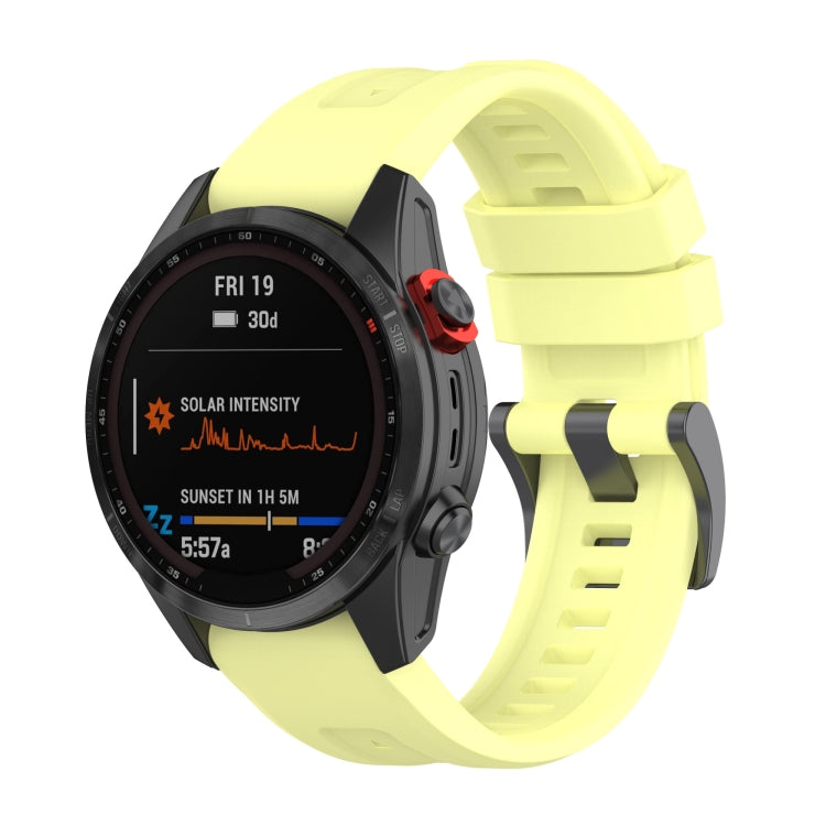 Light yellow silicone quick-release watch band with adjustable holes for Garmin Fenix 7 series