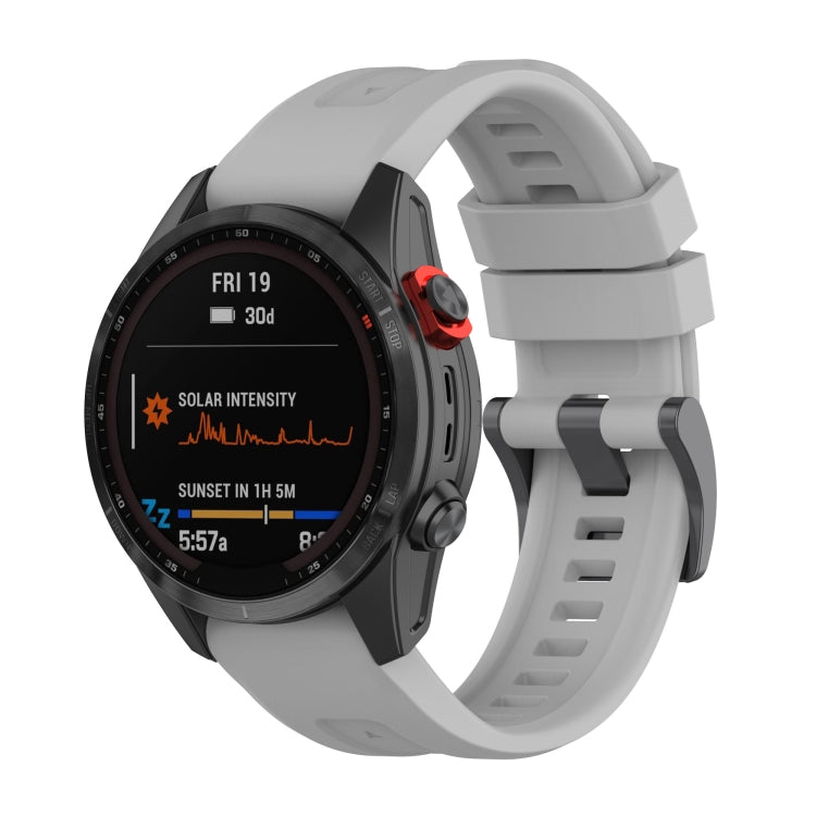 White silicone watchband with quick-release clasp for Garmin Fenix 7 series watch
