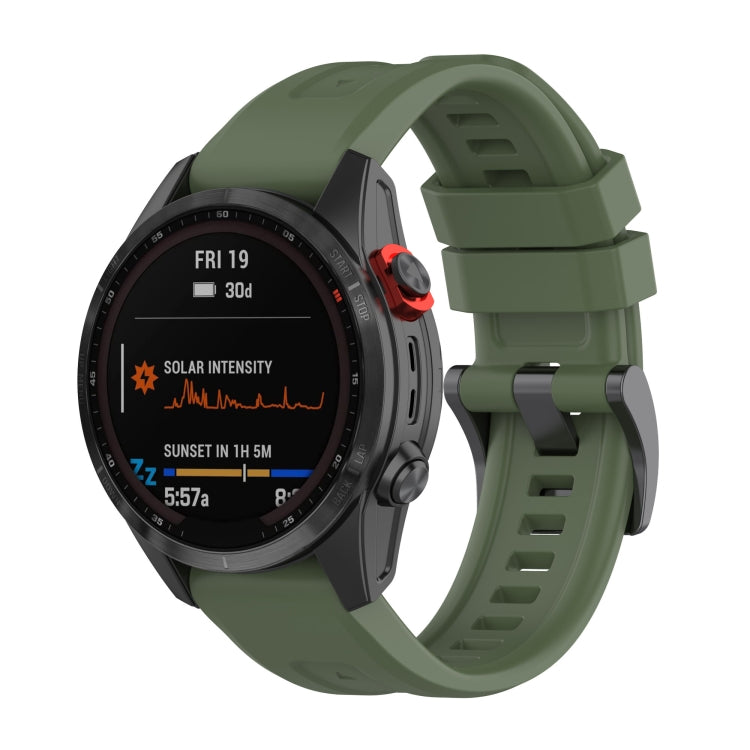 Navy green silicone watchband with quick-release clasp for Garmin Fenix 7 series watch