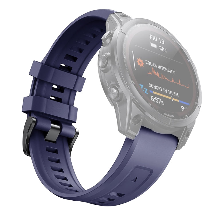 Navy blue silicone watchband with quick-release clasp for Garmin Fenix 7 series watch