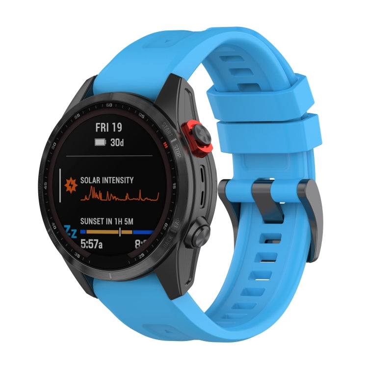 Sky blue silicone watchband with quick-release clasp for Garmin Fenix 7 series watch