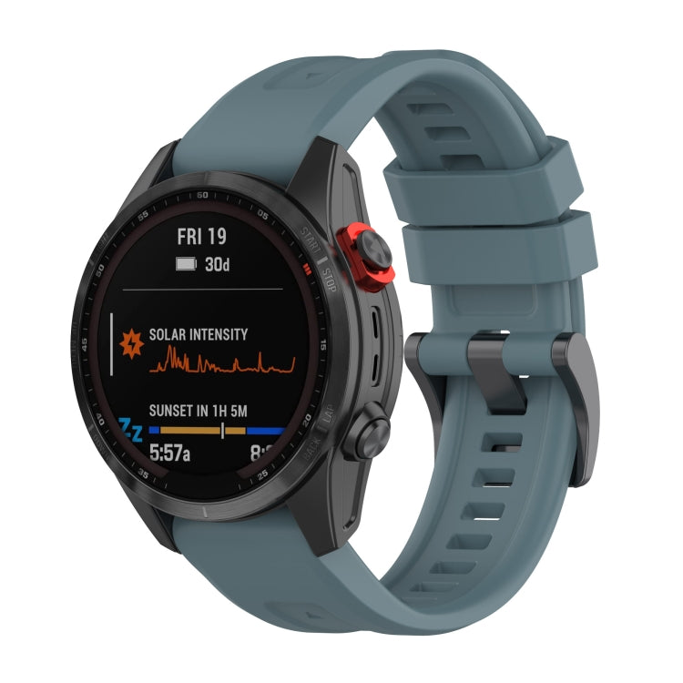 Grayish blue silicone watchband with quick-release clasp for Garmin Fenix 7 series watch
