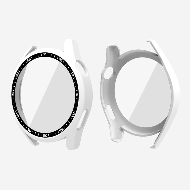 PC watch protective case with tempered glass, white bezel and back clip set