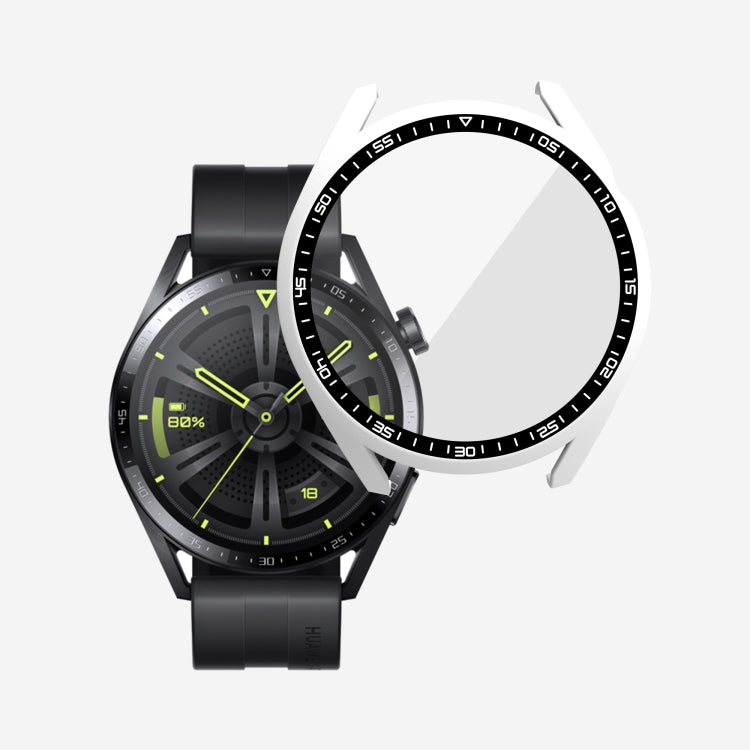 PC watch protective case with tempered glass, black case with neon yellow dial accents