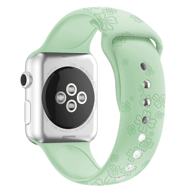 Four-leaf Clover Embossing Silicone Watchband For Apple Watch Series, 7 45mm / 6&SE&5&4 44mm / 3&2&1 42mm, 7 41mm / 6&SE&5&4 40mm / 3&2&1 38mm