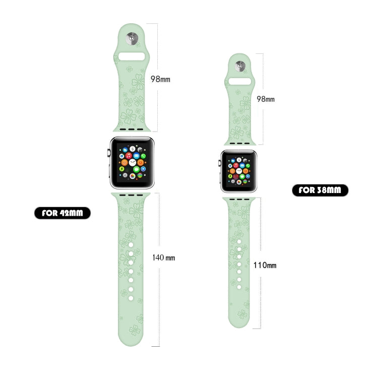 Four-leaf Clover Embossing Silicone Watchband For Apple Watch Series, 7 45mm / 6&SE&5&4 44mm / 3&2&1 42mm, 7 41mm / 6&SE&5&4 40mm / 3&2&1 38mm