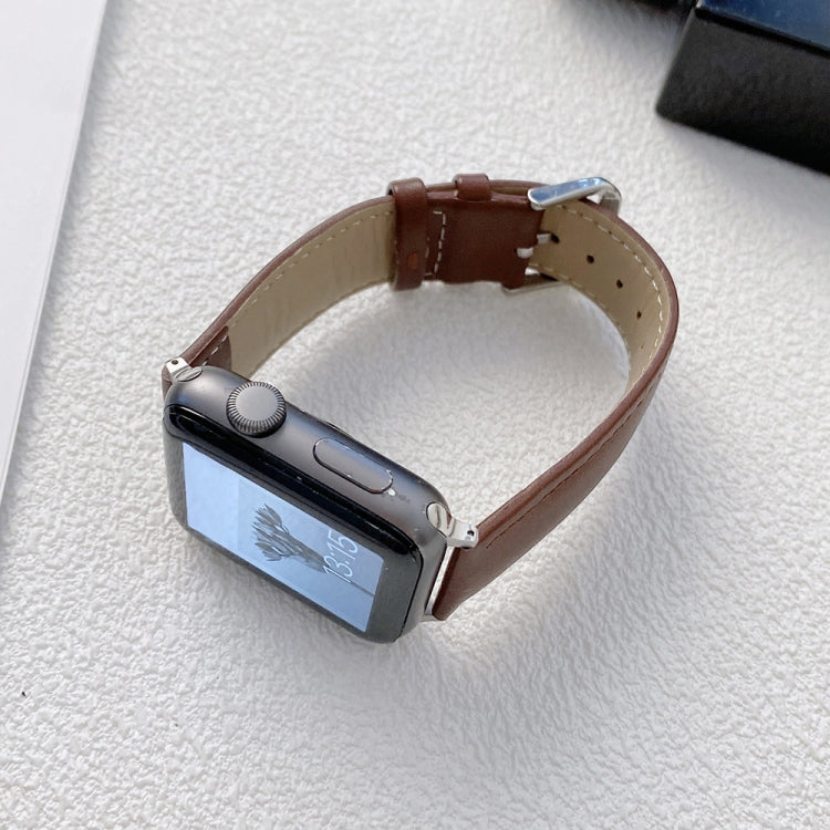 Glossy Leather Watchband For Apple Watch Series, 7 41mm / 6&SE&5&4 40mm / 3&2&1 38mm, 7 45mm / 6&SE&5&4 44mm / 3&2&1 42mm