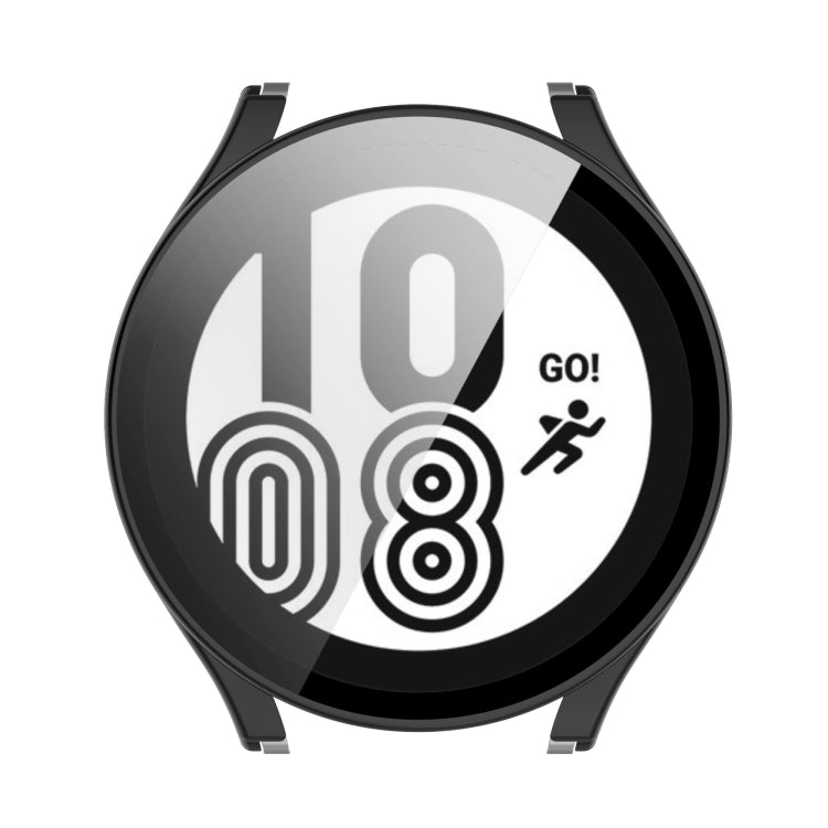 Tempered glass watch case for Galaxy Watch4, black front with tempered glass screen