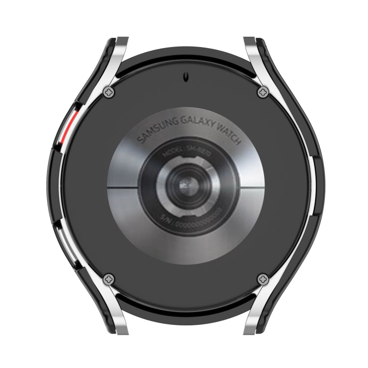 Tempered glass watch case for Galaxy Watch4, black back cover with mounting posts
