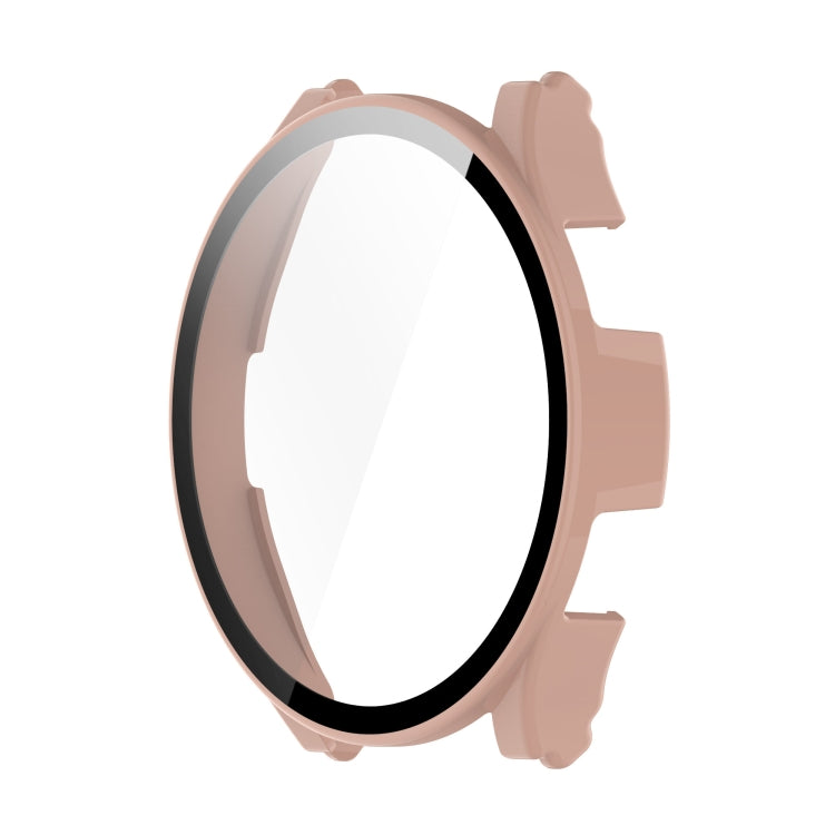 Tempered glass watch case with cherry blossom pink frame and raised protective ridges