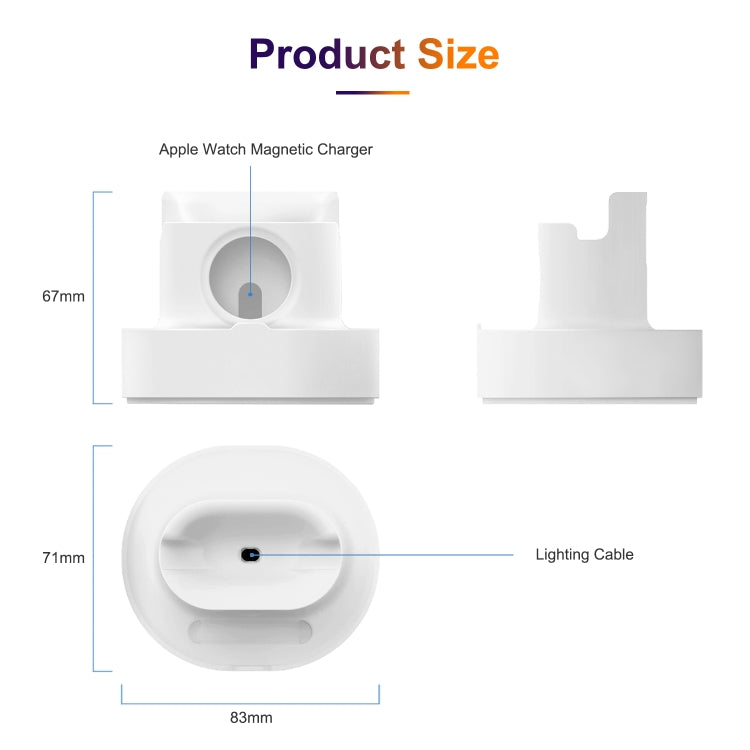Three-in-one charging holder product size diagram with mm measurements