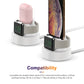 Three-in-one charging stand with Apple Watch cradle and iPhone support in white and pink